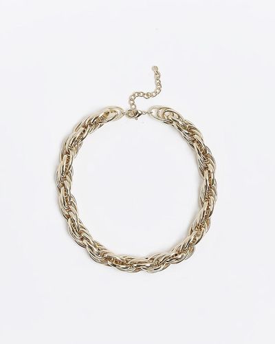River Island Gold Twisted Chunky Necklace - Metallic