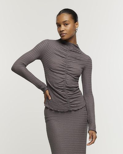 River Island Grey Ruched Long Sleeve Top