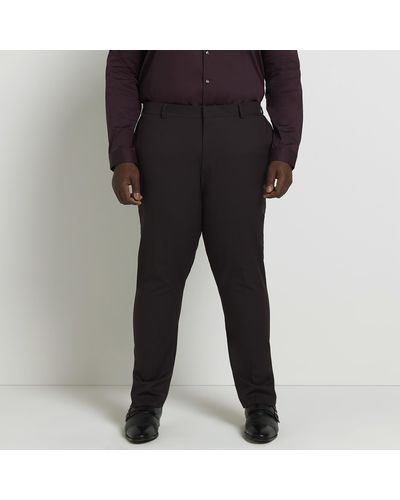 River Island Burgundy Slim Fit Suit Pants - Black