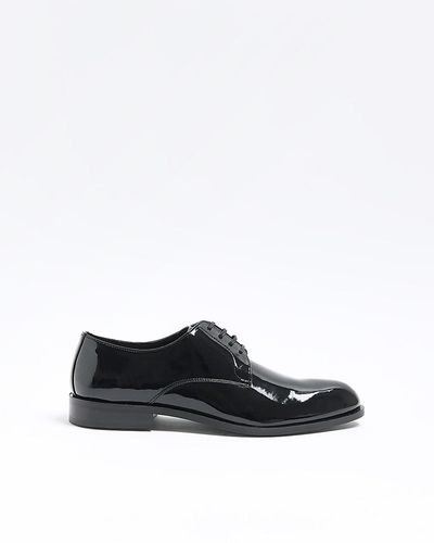 River Island Black Patent Derby Shoes - White
