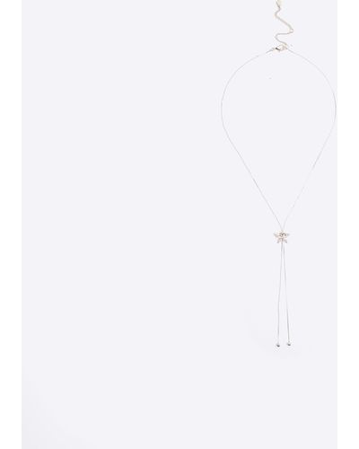 River Island Rose Gold Butterfly Necklace - White