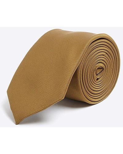 River Island Yellow Twill Tie - Natural