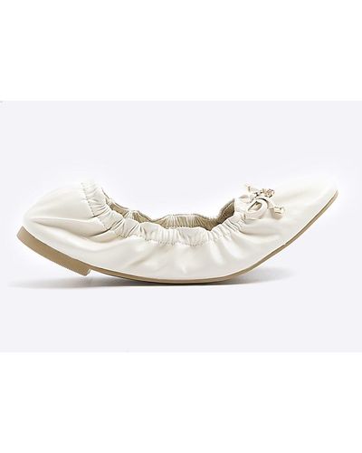 River Island Cream Elasticated Ballet Shoes - White