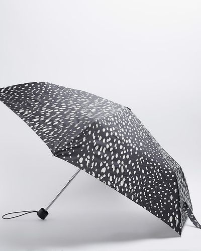 River Island Black Leopard Print Umbrella - White