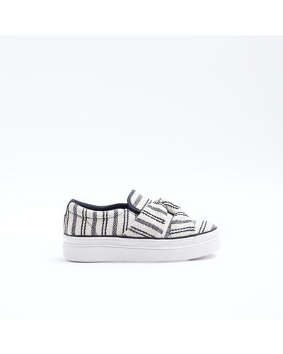 River Island Navy Twist Knot Slip On Trainers - White