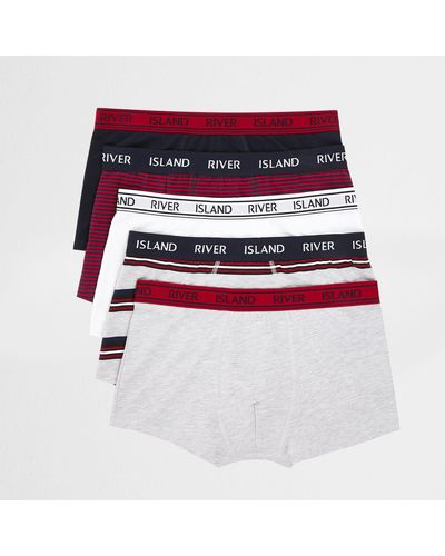 River Island Stripe Hipsters 5 Pack - Red