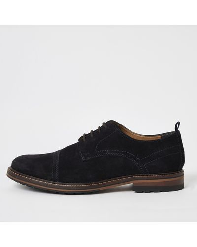 River Island Suede Derby Shoes - Black
