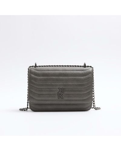 River Island Grey Quilted Chain Shoulder Bag