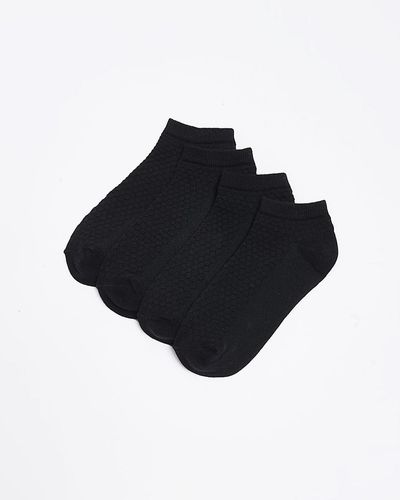 River Island Black Honeycomb 2 Pack Sneaker Socks
