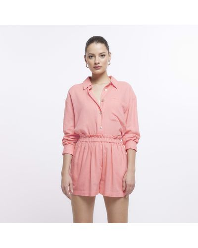 River Island Pink Shorts With Linen