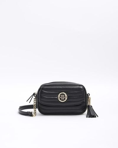River Island Black Quilted Flap Front Cross Body Bag