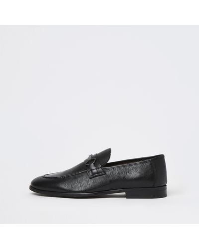 River Island Black Snaffle Detail Leather Loafers