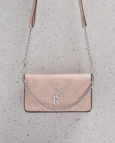 River Island Pink Quilted Chain Cross Body Bag - Grey