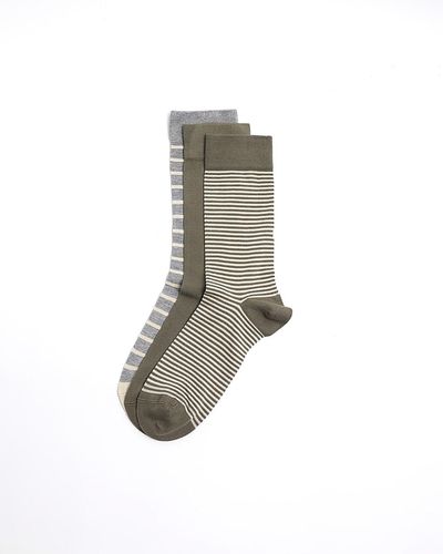 River Island 3pk Stripe Bamboo Ankle Socks - White