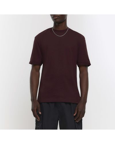 River Island Red Rolled Sleeve Regular Fit T-shirt - Purple