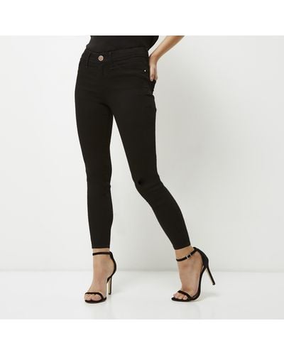 River Island Molly Mid Rise Skinny Jeans - Black