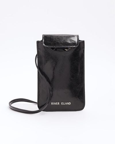River Island Metallic Phone Pouch Cross Body - Black