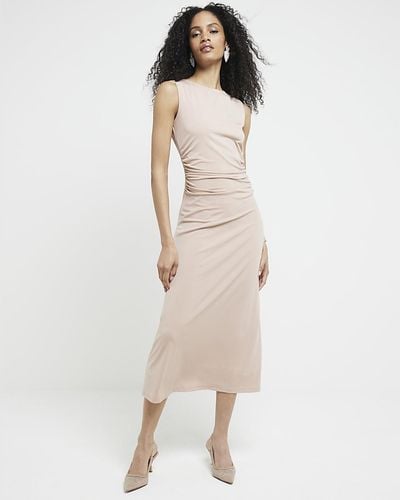 River Island Pink Drape Bodycon Maxi Dress - Natural