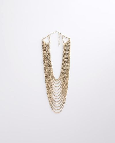 River Island Gold Chain Layered Necklace - White