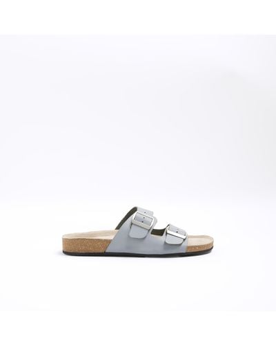 River Island Suede Double Strap Sandals - White