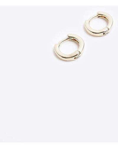 River Island Gold Plated Hoop Earrings - White
