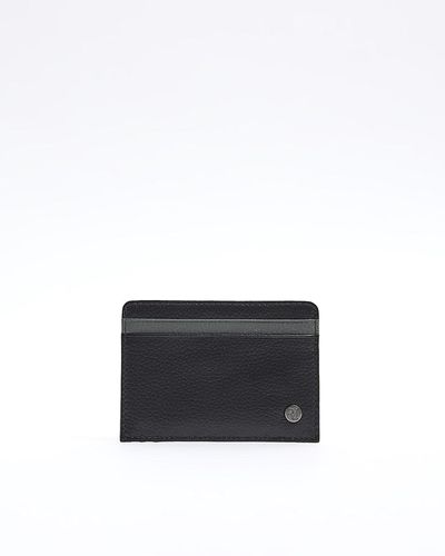 River Island Black Leather Pebbled Card Holder - White