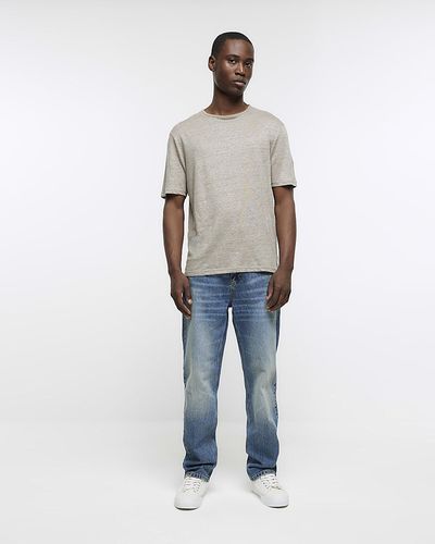 River Island Straight Fit Faded Jeans - Blue