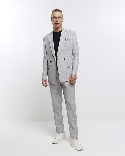 River Island Linen Blend Suit Pants - White