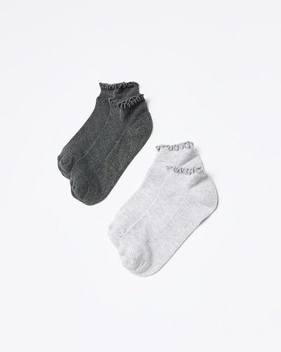 River Island Gray Frill Socks Multipack - White