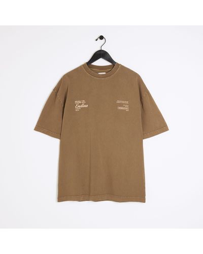 River Island Brown Regular Fit Graphic T-shirt