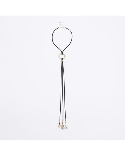 River Island Charm Cord Necklace - White