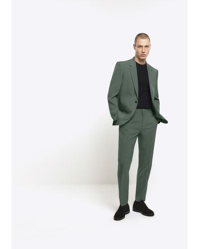 River Island Green Slim Fit Suit Trousers