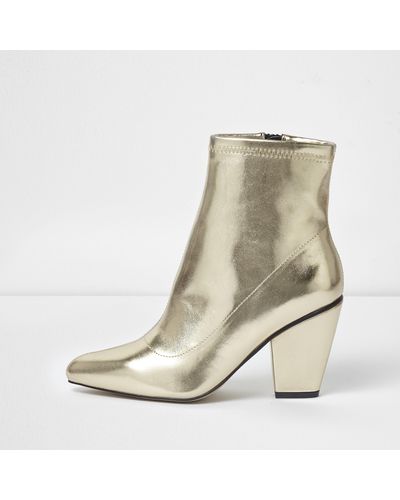 River Island Metallic Pointed Cone Heel Boots