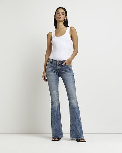 River Island Low Rise Flared Jeans - Blue