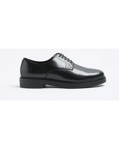 River Island Black Leather Chunky Sole Derby Shoes - White
