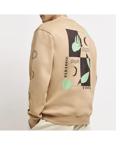 River Island Brown Regular Fit Graphic Sweatshirt - Natural