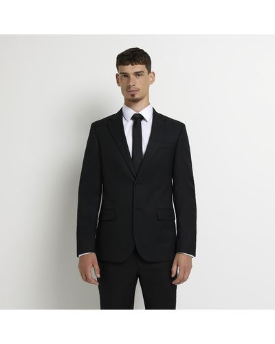 River Island Black Skinny Fit Twill Suit Jacket