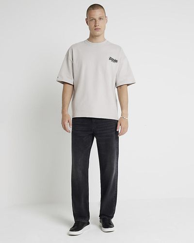 River Island Washed Black Loose Fit Jeans - White