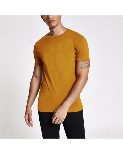 River Island Orange Muscle Fit Short Sleeve T-shirt