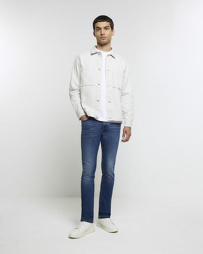 River Island Blue Skinny Fit Jeans - White