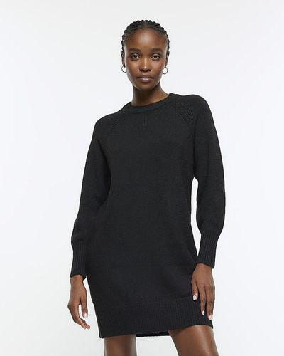 River Island Knitted Sweater Mini Dress - Black