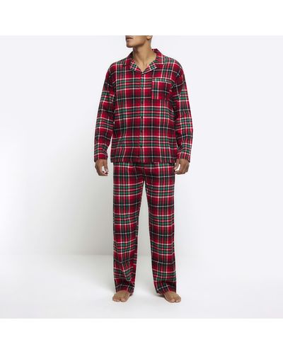 River Island Red Regular Fit Check Pyjama Trousers