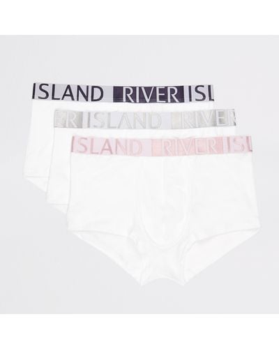 River Island White Metallic Ri Waist Muscle Hipster 3 Pack
