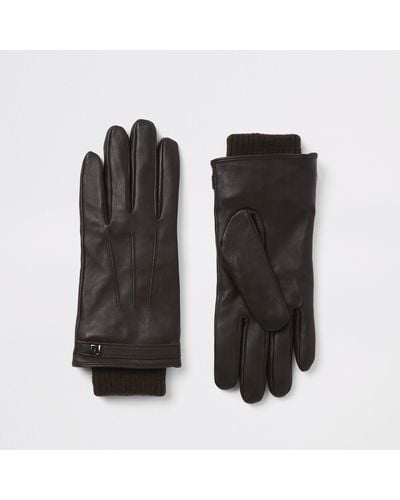River Island Leather Gloves - Brown