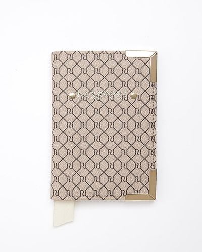 River Island Ri Monogram Passport Cover - Natural