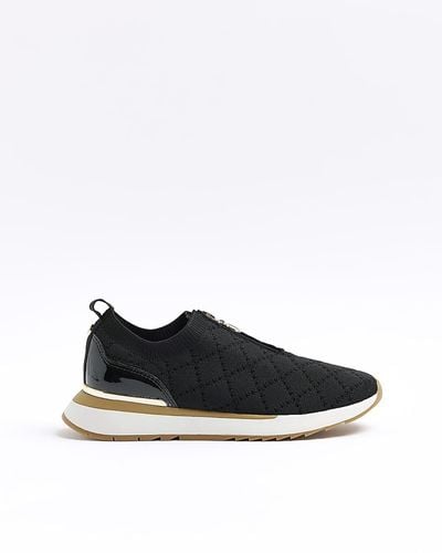 River Island Black Quilted Zip Trainers