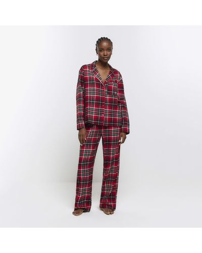 River Island Check Pyjama Trousers - Red