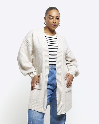 River Island Plus Beige Knit Cardigan - White