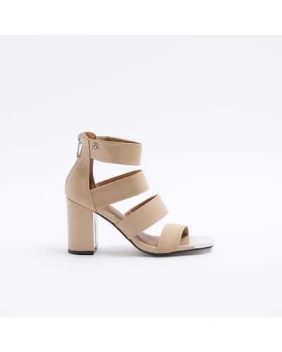 River Island Beige Strappy Heeled Shoe Boots - White