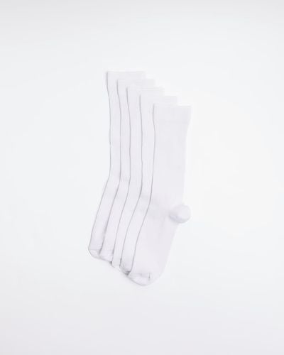 River Island 5pk White Ribbed Ankle Socks